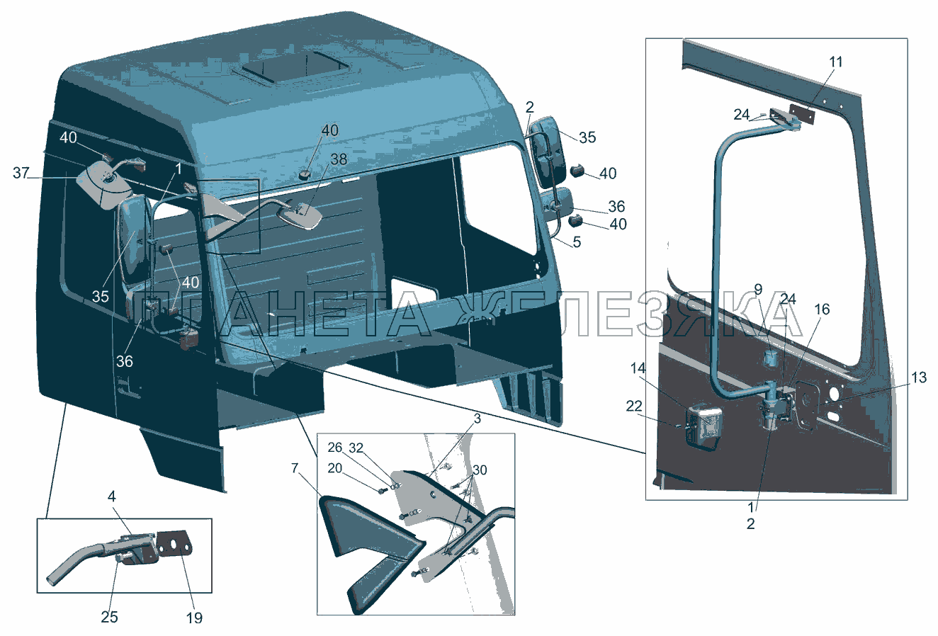 Установка зеркал 6430-8200005 МАЗ-6501B9